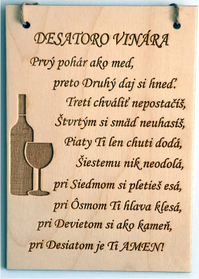 Gravírovaná tabuľka "Desatoro....."
